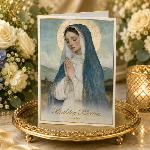 Catholic Blessed Mary Religious Birthday Card