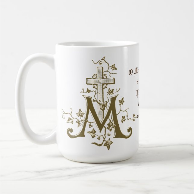 Catholic Blessed Mothe Mary Cross Prayer Religious Coffee Mug (Left)