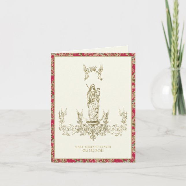 Catholic Blessed Virgin Mary Angels Religious Card (Front)