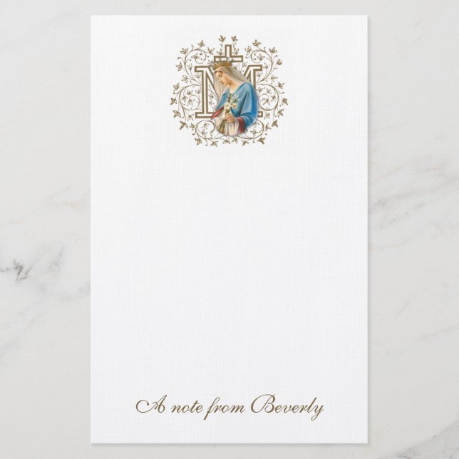 Catholic Blessed Virgin Mary Cross Religious Stationery (Front)