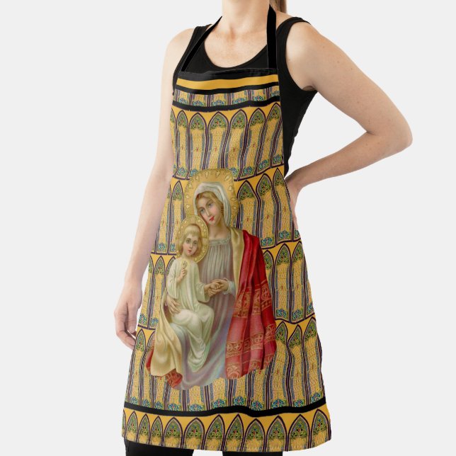 Catholic Blessed Virgin Mary Jesus Stained Glass Apron (Insitu)
