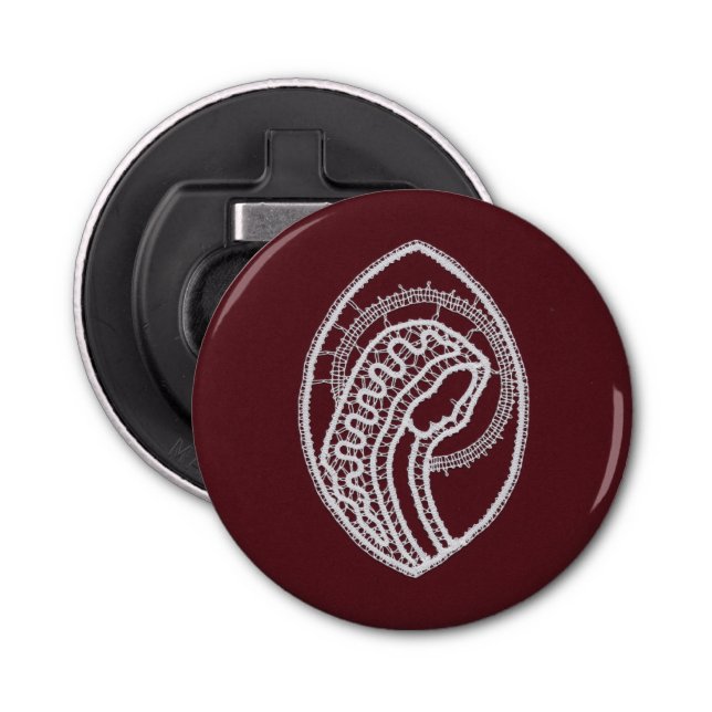 Catholic Blessed Virgin Mary, lace  Bottle Opener (Front)