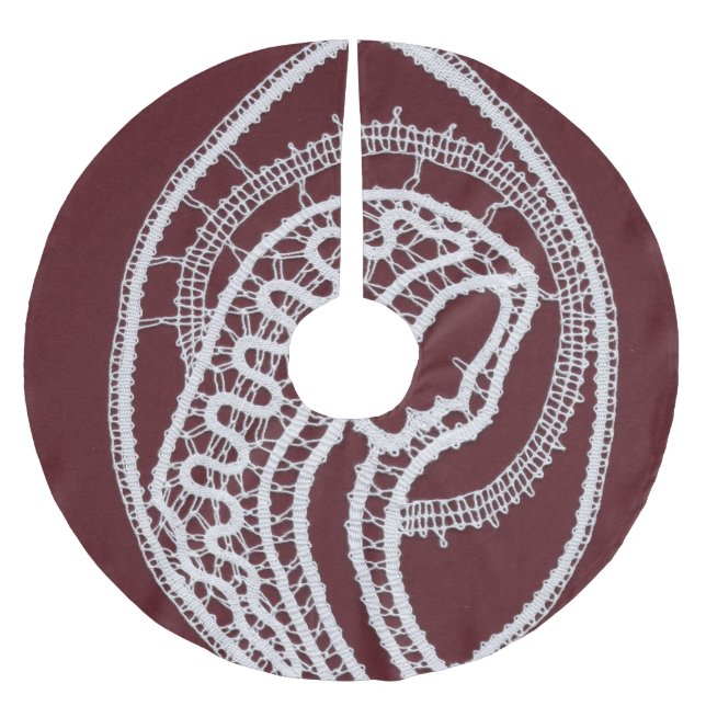 Catholic Blessed Virgin Mary, lace  Brushed Polyester Tree Skirt (Front)