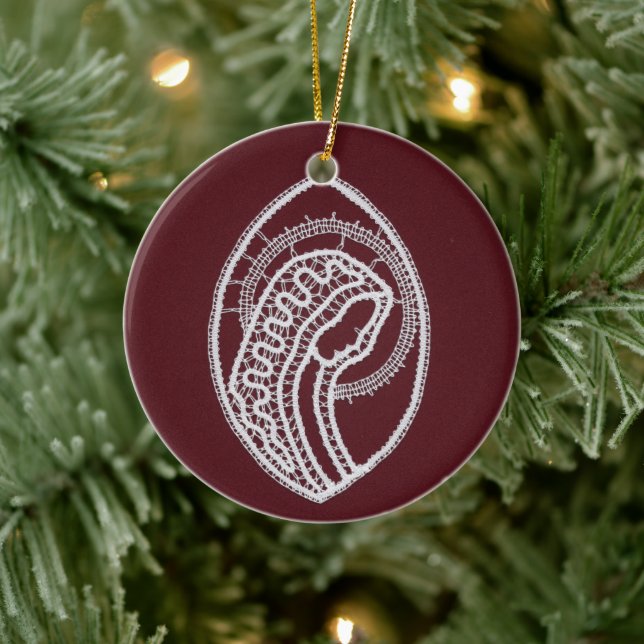 Catholic Blessed Virgin Mary, lace  Ceramic Ornament (Tree)