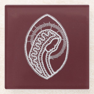 Catholic Blessed Virgin Mary, lace Glass Coaster