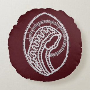 Catholic Blessed Virgin Mary, lace Round Pillow
