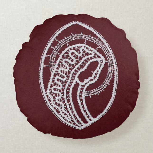 Catholic Blessed Virgin Mary, lace  Round Pillow (Front)