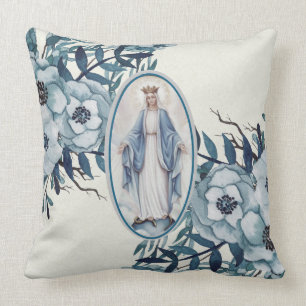 Catholic Blessed Virgin Mary Lady of Grace Throw Pillow