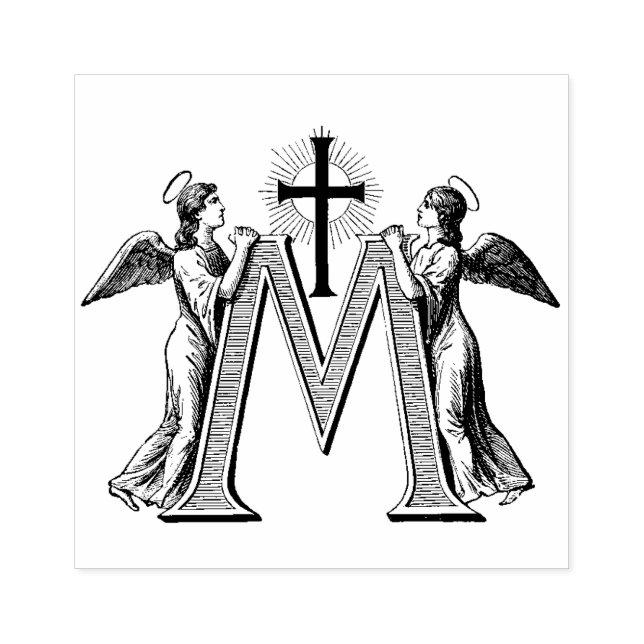 Catholic Blessed Virgin Mary Marian Angels Rubber Stamp (Imprint)