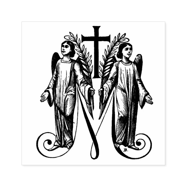 Catholic Blessed Virgin Mary Marian Angels Rubber Stamp (Imprint)