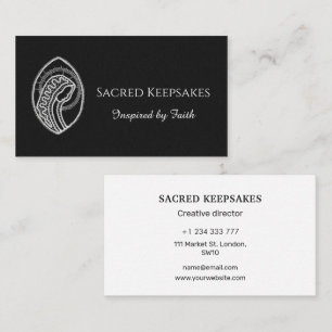 Catholic Blessed Virgin Mary White Lace on Black Business Card