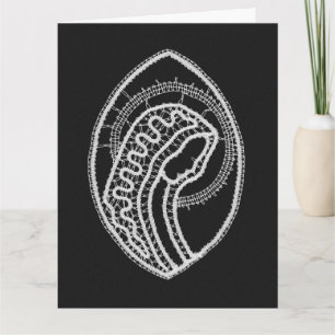 Catholic Blessed Virgin Mary White Lace on Black Card