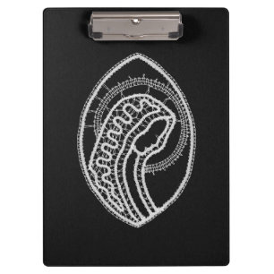 Catholic Blessed Virgin Mary White Lace on Black Clipboard