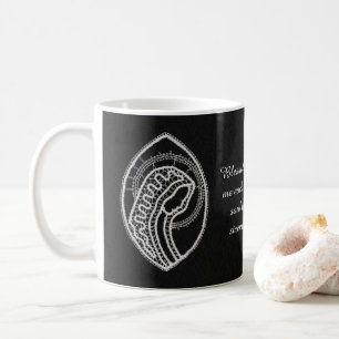 Catholic Blessed Virgin Mary White Lace on Black Coffee Mug