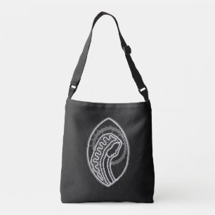 Catholic Blessed Virgin Mary White Lace on Black Crossbody Bag