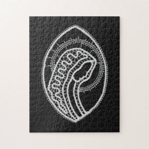 Catholic Blessed Virgin Mary White Lace on Black Jigsaw Puzzle