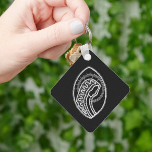 Catholic Blessed Virgin Mary White Lace on Black Keychain