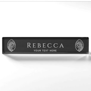 Catholic Blessed Virgin Mary White Lace on Black Nameplate