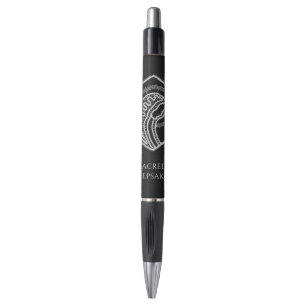 Catholic Blessed Virgin Mary White Lace on Black Pen
