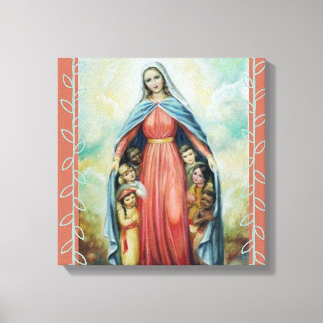Catholic Blessed Virgin Mary with Children Canvas Print (Front)