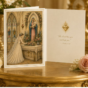 Catholic Bride at Mary's Altar Wedding  Thank You Card
