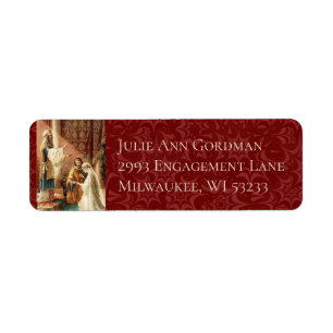Catholic Bride & Groom Mary Joseph Maroon Damask