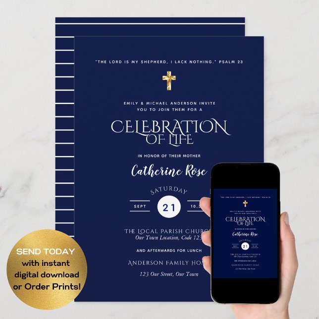 Catholic  Celebration of Life Memorial Funeral Invitation (Creator Uploaded)