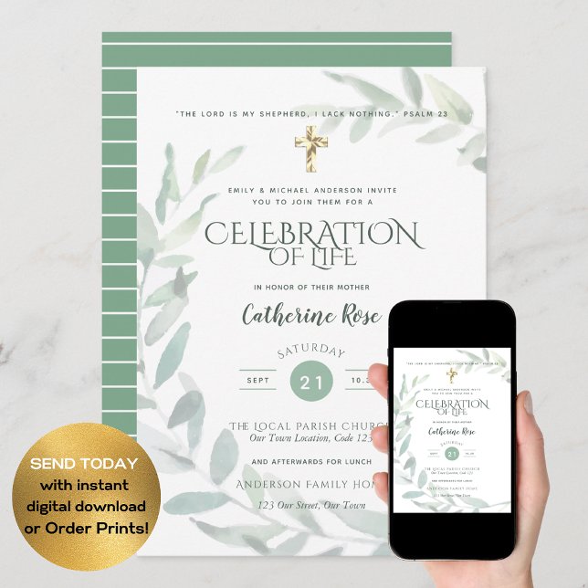 Catholic  Celebration of Life Memorial Funeral Invitation (Creator Uploaded)