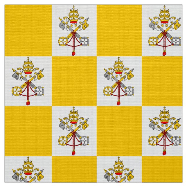 Catholic church flag emblem Vatican pattern yellow Fabric (Swatch)