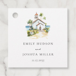 Catholic Church Tropical Wedding Favour Tags