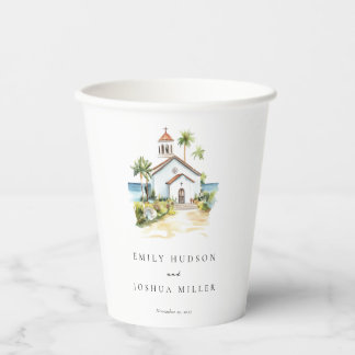 Catholic Church Tropical Wedding Paper Cups