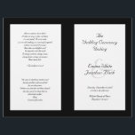 Catholic Church Wedding Ceremony Program Template<br><div class="desc">Black and white wedding ceremony programs with text template areas to accommodate a longer, Catholic ceremony. Black elegant font is printed over white panels on the front and back, with scripture from 1 Corinthians, "Love is patient, love is kind" on the back. Fold in half after receiving which will put...</div>