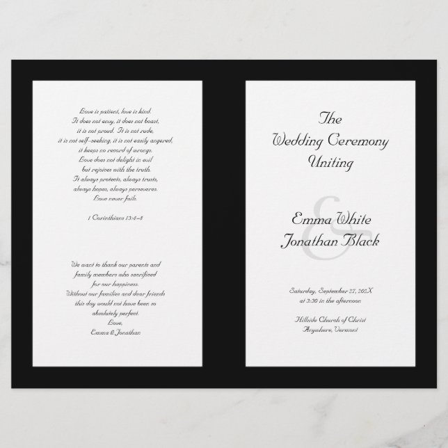 Catholic Church Wedding Ceremony Program Template (Front)