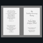 Catholic Church Wedding Ceremony Program Template<br><div class="desc">Dark grey and white wedding ceremony programs with text template areas to accommodate a longer, Catholic ceremony. Black elegant font is printed over white panels on the front and back. Fold in half after receiving which will put the scripture and thank-you message on the back of the program. On the...</div>