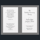 Catholic Church Wedding Ceremony Program Template<br><div class="desc">Dark grey and white wedding ceremony programs with text template areas to accommodate a longer, Catholic ceremony. Black elegant font is printed over white panels on the front and back. Fold in half after receiving which will put the scripture and thank-you message on the back of the program. On the...</div>