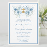 Catholic Classic Blue Floral Religious Wedding