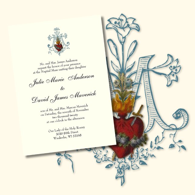 Catholic Classic Elegant Religious Wedding  Invita Invitation (Creator Uploaded)