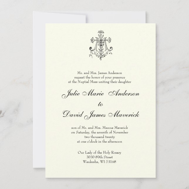 Catholic Classic Elegant Religious Wedding  Invitation (Front)