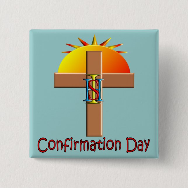Catholic Confirmation Day for Kids 2 Inch Square Button (Front)