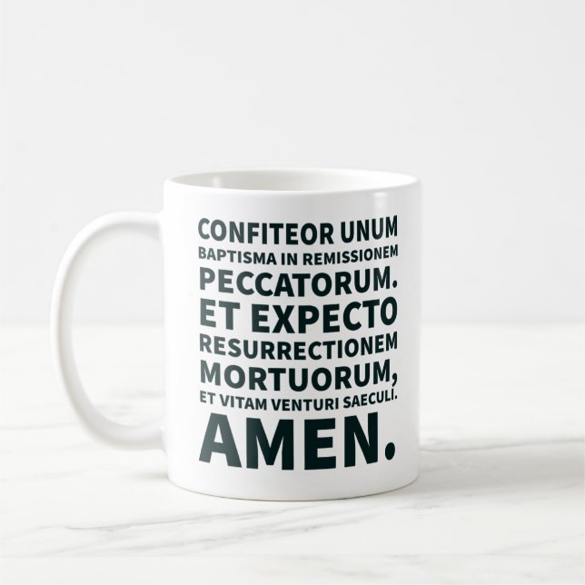 Catholic Credo Latin Mass Black and White Modern Coffee Mug (Left)