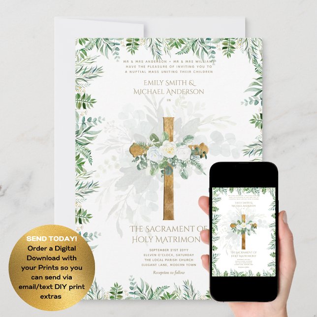 Catholic Cross Traditionally Worded Wedding Invitation (Creator Uploaded)