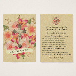 Catholic Crucifix Jesus  Funeral Prayer  Holy Card