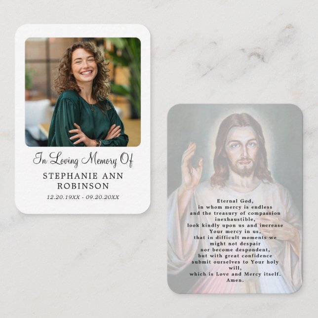  Catholic Divine Mercy Jesus Funeral Prayer Card (Front/Back)