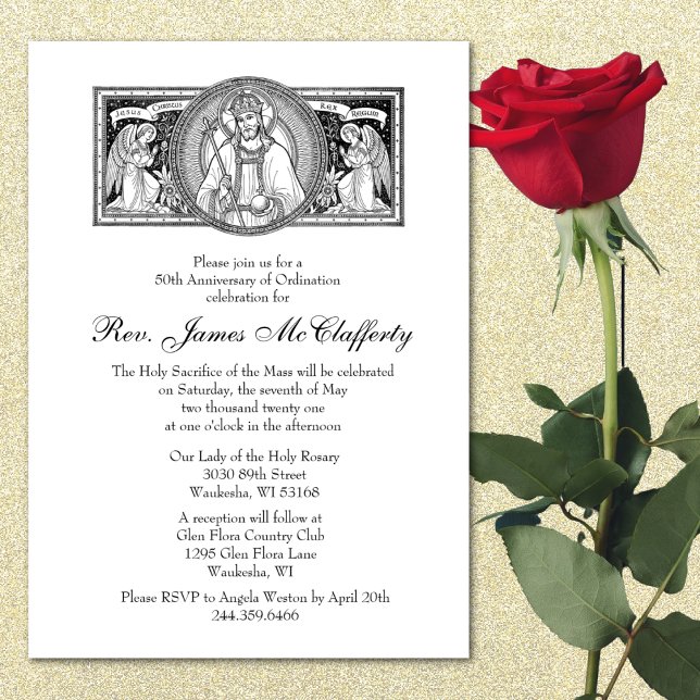 Catholic Elegant Priest Ordination Anniversary  In Invitation (Creator Uploaded)