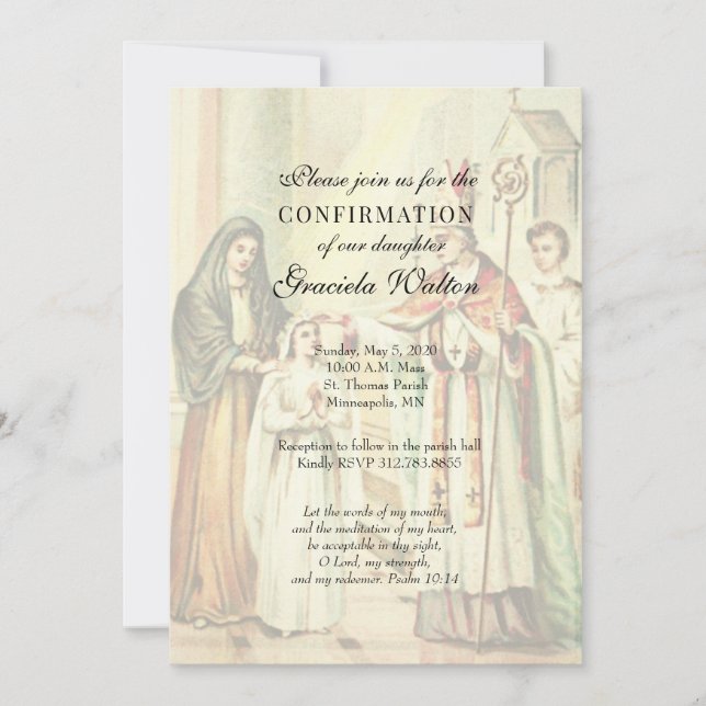 Catholic Elegant Sacrament of Confirmation Girl Invitation (Front)
