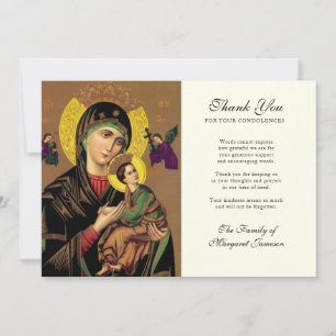 Catholic Elegant Virgin Mary Condolence Thank You Card