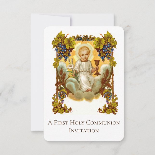 Catholic Eucharist First Holy Communion Invitation (Front)