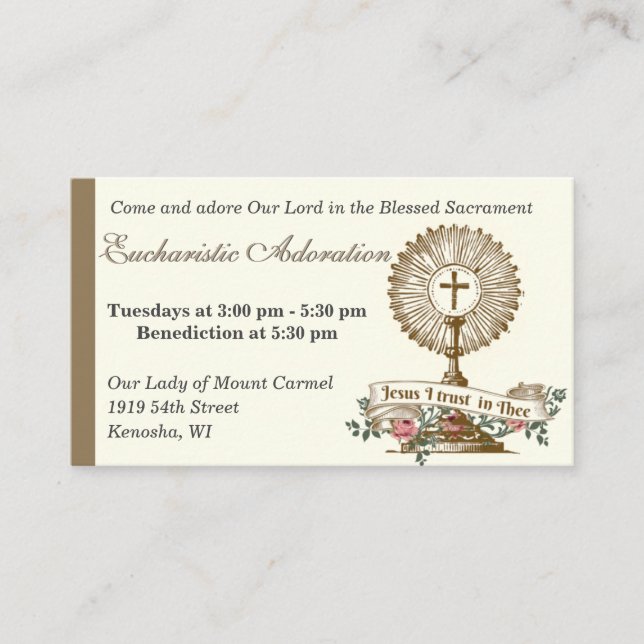Catholic Eucharistic Adoration Jesus Prayer Enclos Enclosure Card (Front)
