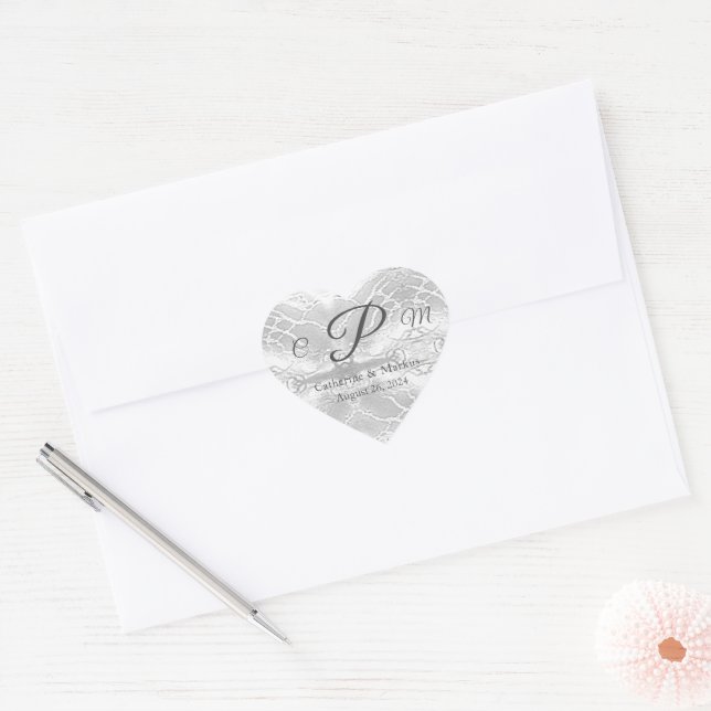 Catholic Faux-Satin Monogrammed  Heart Sticker (Envelope)