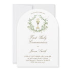 catholic first communion chalice greenery crest